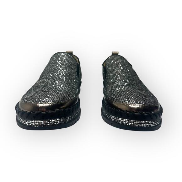 Jolimall Women's Disco Loafer Size 10 Silver Platform Shoe Slip On Glitery Flats - Picture 7 of 10